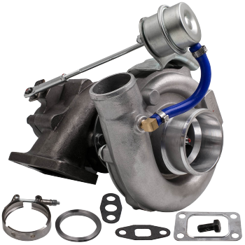 maXpeedingrods เทอร์โบชาร์จเจอร์T3 T4 T04E A/R 0.50 0.63 การอัพเกรด V-bandออยล์ คูลลิ่ง หน้าแปลนท่อระบายไอเสีย ข้อต่อ สลักเกลียว 5 ตัว เทอร์โบชาร์จเจอร์ 